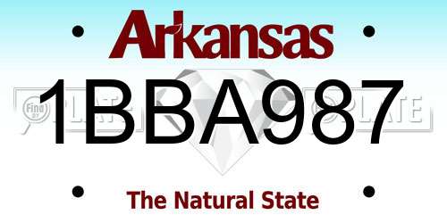 1BBA987 Arkansas License Plate