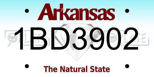 1BD3902 Arkansas License Plate