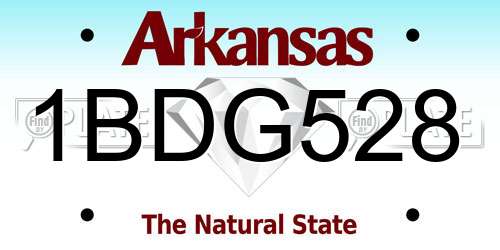 1BDG528 Arkansas License Plate