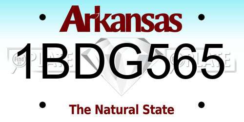 1BDG565 Arkansas License Plate