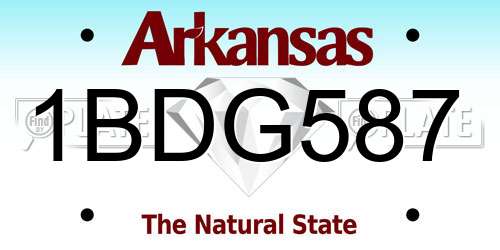 1BDG587 Arkansas License Plate
