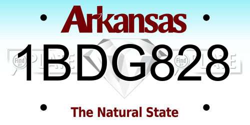 1BDG828 Arkansas License Plate
