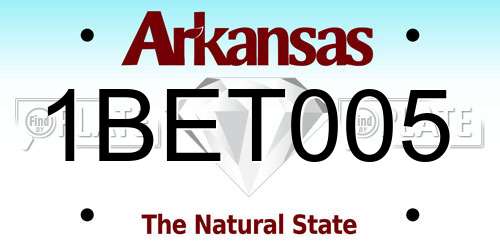 1BET005 Arkansas License Plate