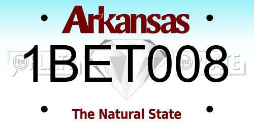 1BET008 Arkansas License Plate