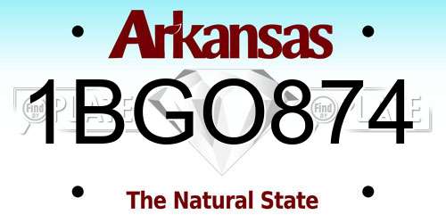 1BGO874 Arkansas License Plate