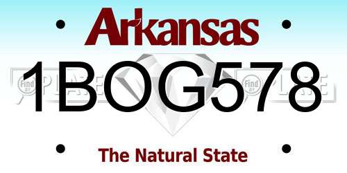 1BOG578 Arkansas License Plate