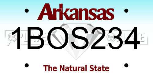 1BOS234 Arkansas License Plate