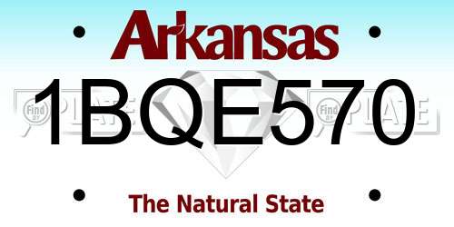 1BQE570 Arkansas License Plate