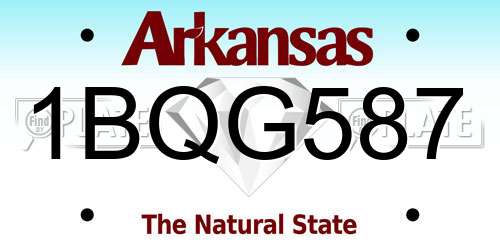 1BQG587 Arkansas License Plate