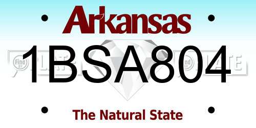 1BSA804 Arkansas License Plate