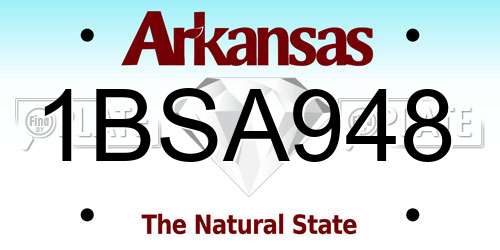 1BSA948 Arkansas License Plate