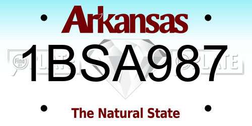 1BSA987 Arkansas License Plate