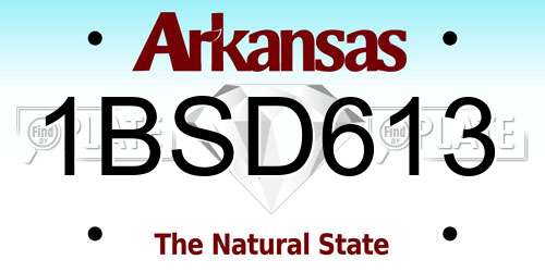 1BSD613 Arkansas License Plate