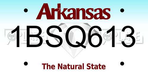1BSQ613 Arkansas License Plate