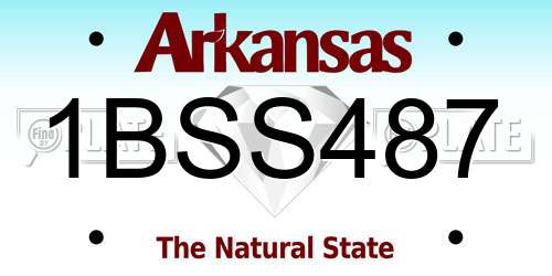 1BSS487 Arkansas License Plate
