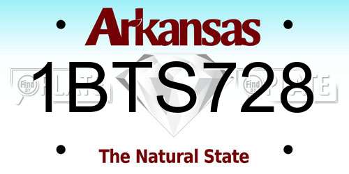 1BTS728 Arkansas License Plate