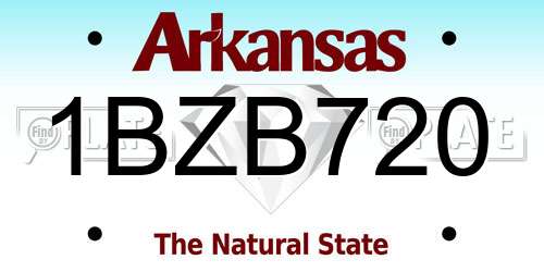 1BZB720 Arkansas License Plate