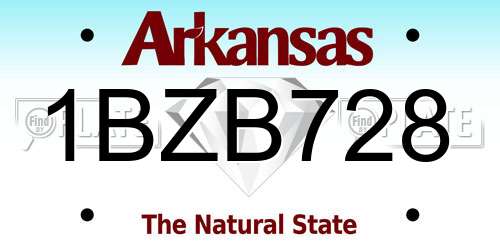 1BZB728 Arkansas License Plate