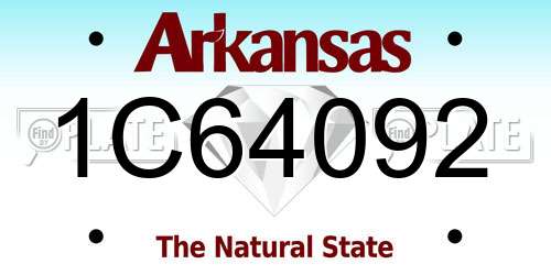 1C64092 Arkansas License Plate
