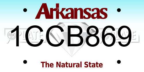 1CCB869 Arkansas License Plate
