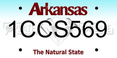 1CCS569 Arkansas License Plate