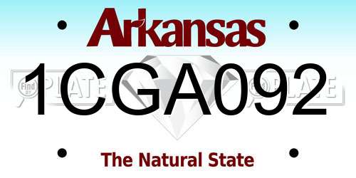 1CGA092 Arkansas License Plate