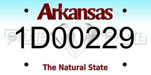 1D00229 Arkansas License Plate