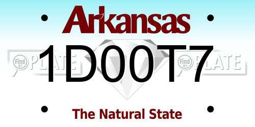 1D00T7 Arkansas License Plate