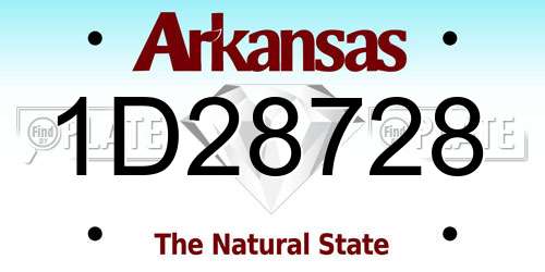 1D28728 Arkansas License Plate