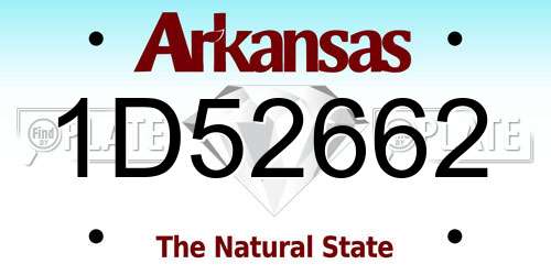 1D52662 Arkansas License Plate