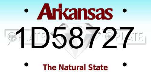 1D58727 Arkansas License Plate