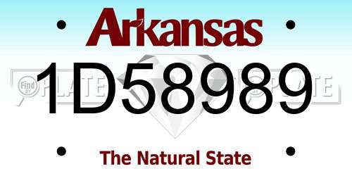 1D58989 Arkansas License Plate
