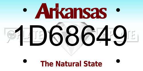 1D68649 Arkansas License Plate