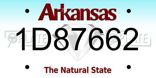 1D87662 Arkansas License Plate
