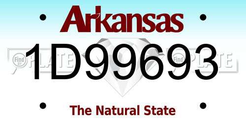 1D99693 Arkansas License Plate