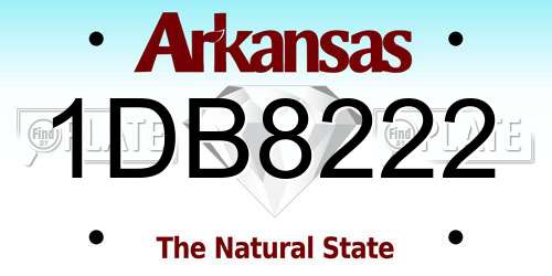 1DB8222 Arkansas License Plate