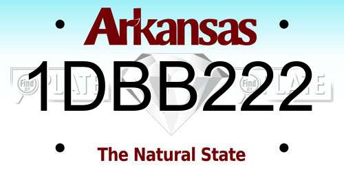 1DBB222 Arkansas License Plate