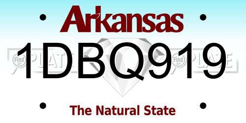 1DBQ919 Arkansas License Plate
