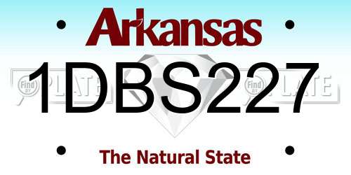 1DBS227 Arkansas License Plate