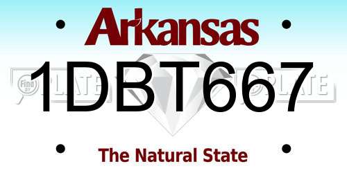 1DBT667 Arkansas License Plate