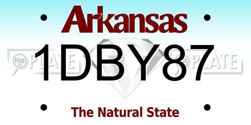 1DBY87 Arkansas License Plate