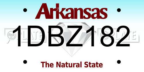 1DBZ182 Arkansas License Plate