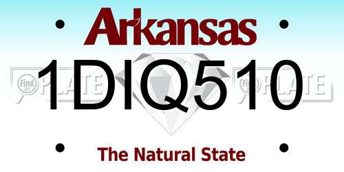 1DIQ510 Arkansas License Plate
