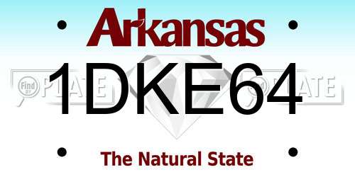 1DKE64 Arkansas License Plate