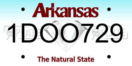 1DOO729 Arkansas License Plate
