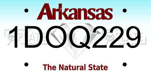 1DOQ229 Arkansas License Plate