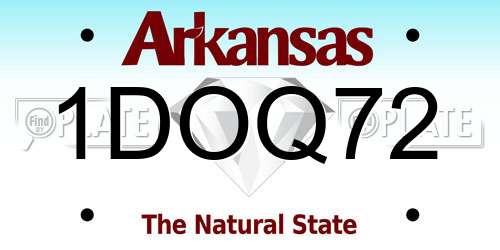 1DOQ72 Arkansas License Plate