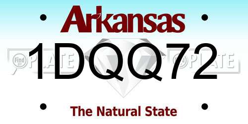 1DQQ72 Arkansas License Plate