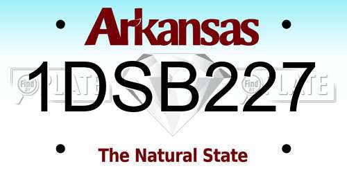 1DSB227 Arkansas License Plate