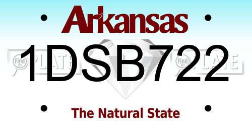 1DSB722 Arkansas License Plate